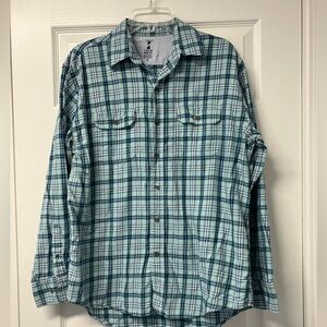 Izod seaside 12 long sleeve, button-down plaid shirt, size medium